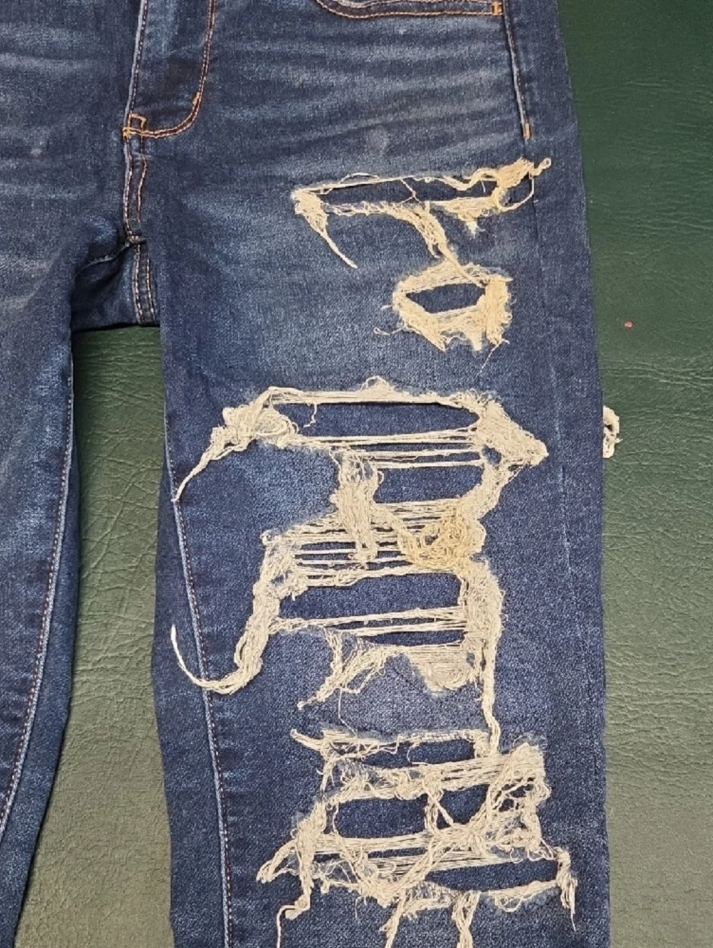 **American Eagle Distressed Dark Wash Skinny Jeans** - Picture 4 of 12